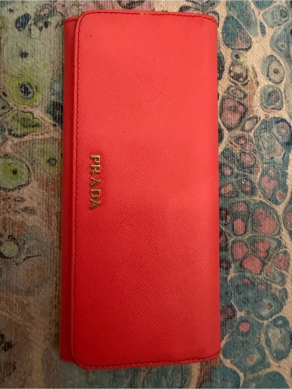 Prada saffiano leather wallet pink and beige